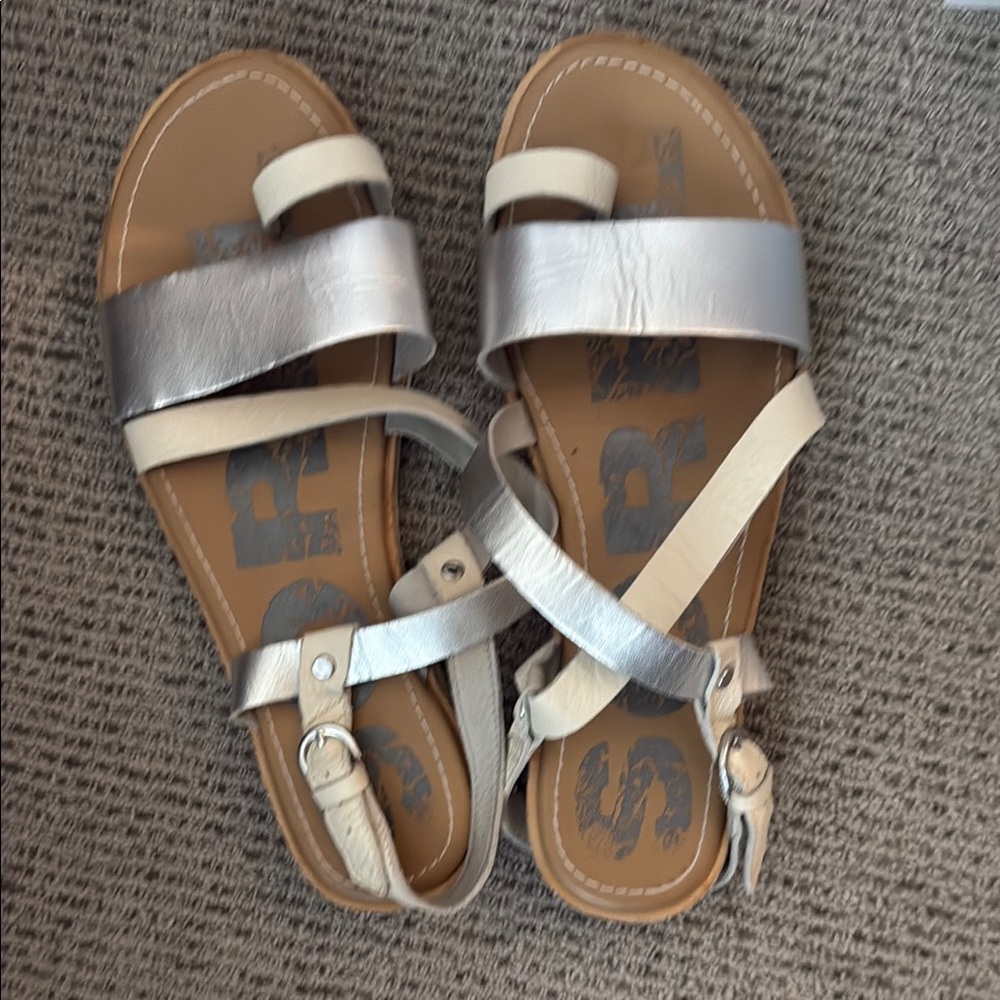 Sorel Silver and Cream Sandals with Adjustable Straps